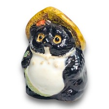 Japanese Tanuki Pottery Raccoon Netsuke Miniature DollHouse Figurine Lucky T44 picture