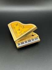 Vintage Churchill Grand Piano Miniature Clock Gold Tone w/ Musical Note Design picture