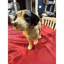 Vintage Cast Iron English Setter Pointer Hunting Dog Statue Doorstop Black Cream picture