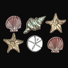6x Lot Seashells Vtg Novelty Magnet Rubber Flexible Fridge '70s picture