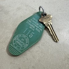 Vintage Continental Congress Inn Room #115 Key & Fob Dearborn, Michigan MI Green picture