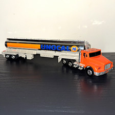 1994 UNOCAL 76 GAS TANKER TOY SEMI TRUCK CHROME ORANGE 1/36 PLASTIC picture