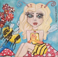 Bumblebee Faery 4x6 Art Print Vintage Style Artist KSams Fairy Bee Collectible picture
