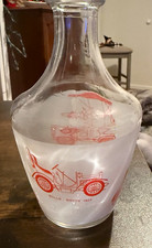 Clear Glass Decanter, Red Vintage Carriage & Car Graphics Design picture