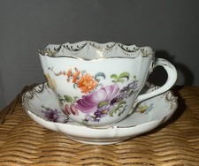 Antique 1895c. Dresden Germany Fine Bone China Tea Cup & Saucer picture