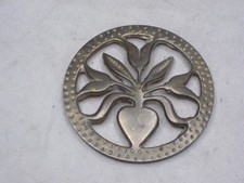 vintage EXCEL SOLID BRASS flower heart detailed 3 1/8