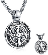 Medallas Collar Cadena De San Benito De Acero Inoxidable Para Hombre Mujer picture
