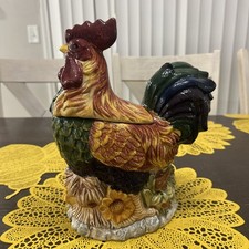 Vintage CKAO Large Beautiful Rooster Cookie Jar Farmhouse 10x6x13 Granny Core picture