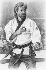 Martial Artist Chuck Norris in Gi Iconic Pencil Style Art Poster Photo 11x14 picture