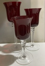 Vintage Home Interior Ruby Red Votive Candle Holders Set Of 3-7” 8” 9” picture