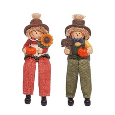 2 Pcs Fall Decor Scarecrow Shelf Sitters Figurine, 7.48inch Resin Thanksgivin... picture