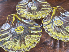 Vintage 1936-1958 Cambridge Caprice yellow shell footed glass salt cellar dishes picture