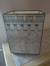Vintage Willan F Willant Slag Glass & Mirror Bottom Vanity Basket 10.25x8