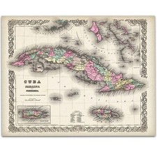 1855 Map of Cuba - Vintage Cartography for Antique Enthusiasts & History Buff... picture