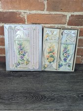 Vtg 1950s Crystal Bouquet 18 Unused Floral Greeting Cards Boxed Embossed Silver picture