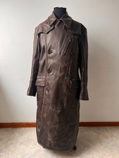 WWII Era German Military Style Leather Greatcoat Motorcycle Type Dated 1941 picture