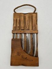 Old Hickory Ontario Tru Edge Carbon Steel Butcher Knife Set 5 Piece W/ Hang Rack picture