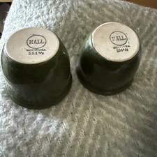 Vintage Hall China Forest Green Custard Cups Ramekin #351 ½ USA Pottery Set of 2 picture