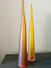 Pair Of Laura de Santillana BAMBU' VASE FOR ARCADE MURANO 1998- 2004 Signed picture