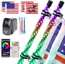 2PCS 4FT LED Whip Lights with Spring Base Spiral RGB Chasing Lights with APP & R picture