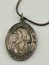 JCC Italy Stella Maris Our Lady Star of Sea 925 Sterling 19″ Necklace 1970s VTG picture