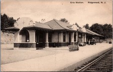 1921 Erie Station Ridgewood NJ Postcard - Albertype Train Depot New York picture