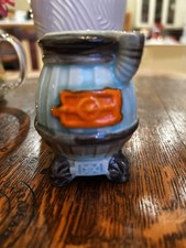 Vintage Norcrest Ceramic Blue Pot Belly Stove Toothpick Holder picture