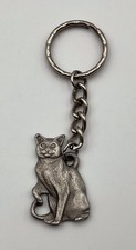 Vintage 1984 Rawcliffe “I Love My Russian Blue” Cat Fine Pewter Keychain picture
