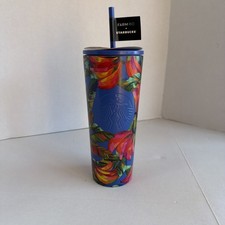Starbucks x Farm Rio 24oz Tumbler Cup Blue Tropical Flowers Limited Edition picture