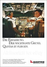 1989 QANTAS Airlines BOEING 747 PILOTS IN COCKPIT ad airways advert FRANKFURT picture