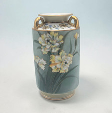 Antique Nippon Morimura Hand Painted Floral Vase With Gold Gilt & Moriage Enamel picture