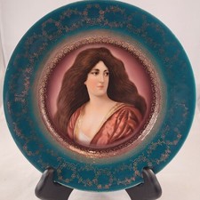 Vintage Lady Portrait Plate Royal Munich Porcelain Beehive Mark 9.75