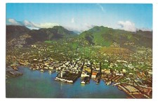 Postcard Aerial View Of Honolulu Harbor Oahu Hawaii  C4814 picture