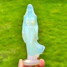 Top  Opalite Hand carving Quartz skull Crystal death wizard Skull healing 1pc picture