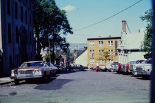 c1970's 35mm Slide, City Street Scene, Parked Cars, Residential Brick picture