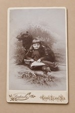 Girl & Dog Antique Cabinet Card – Julius Paul Frederick Leschinsky – Grand... picture