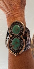Large Old Pawn Bracelet Amazing Cerrillos Turquoise -1950's picture