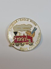 Chugiak-Eagle River Bear Paw Festival 1991 Lapel Pin Alaska 6th Annual Train picture