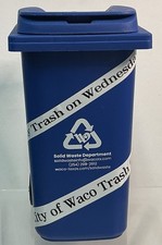 City of Waco Texas Mini Blue Trash Can Replica Solid Waste Promotional Garbage picture