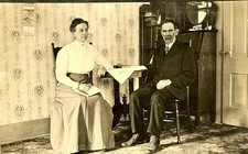 Antique RPPC Photo Postcard Senior Couple Parlor Interior Home Portrait Unposted picture