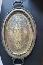 Vintage Gotham Silver on Copper Handled Large Serving Tray Silverplate Holloware picture
