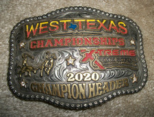 2020 West Texas Championships X-treme Header Tres Rios Silver Trophy Belt Buckle picture