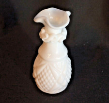 Vintage Kemple Glass Co Milk Glass Pinch Top Bud Vase 4.25