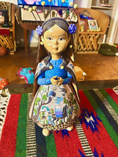OLD VINT TAXCO MEXICO HAND PAINT SCENIC CERAMIC DOLL 17” RARE SCARCE  $1295. WOW picture