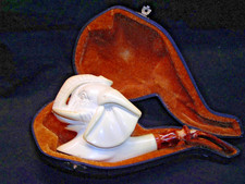 🔴UNSMOKED ARTIST ISMAIL OZEL MEERSCHAUM PIPE MAJESTIC ELEPHANT EARS-TRUNK-TUSKS picture