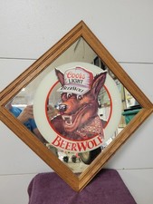 Vintage Coors Light Beer Mirrors Beer Wolf Advertisement Mirror 15.5