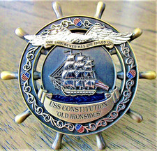 USS Constitution Old Ironsides Navy Chief CPO Ship Wheel USN Challenge Coin  picture