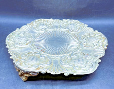 Antique Silver Plate Footed Plateau Stand Tray Ornate Edge, Display picture