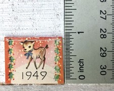 Antq Rare 1909 Miniature Calendar 1” Kitschy Deer Christmas Holiday Scene VTG picture