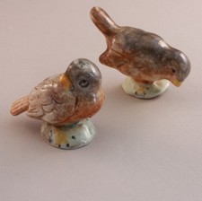 Vintage bird figurines unmarked pair of brown birds picture